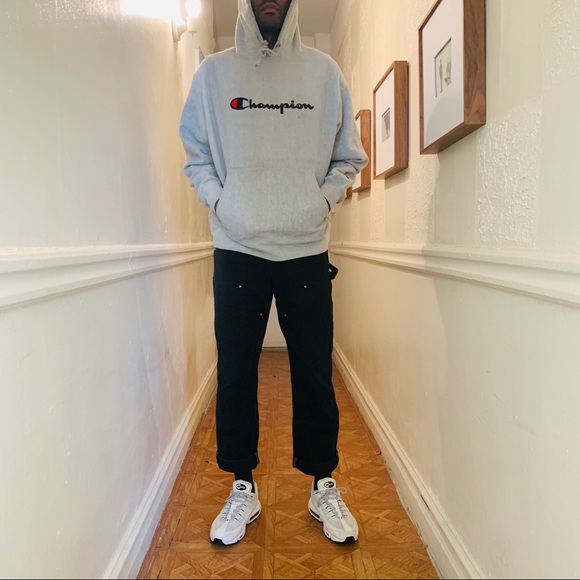 Champion Other - Champion Reverse Weave Logo Script Hoodie-Grey-XL